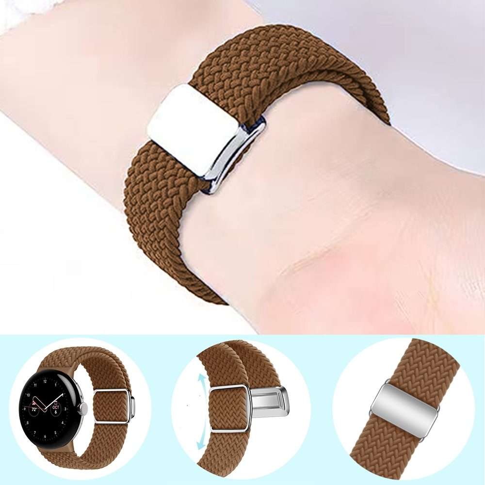 For Google Pixel Watch 4 / 3 / 2 / 1 41mm Nylon Loop Magnetic Buckle Watch Band(Space Grey)