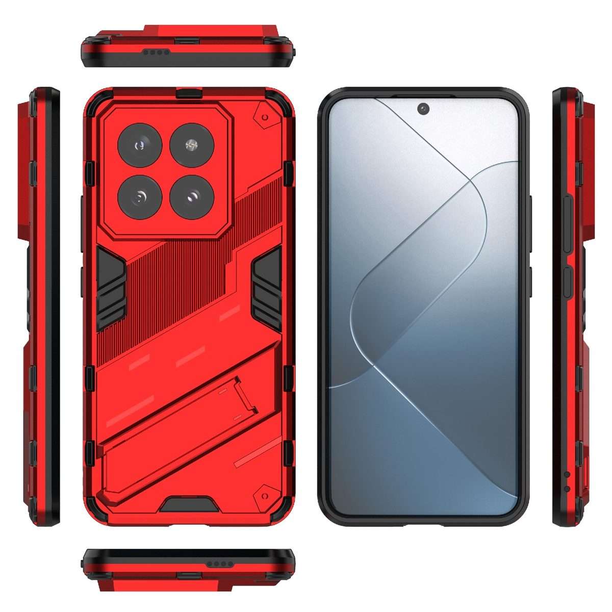 For Xiaomi 14 Pro 5G Punk Armor 2 in 1 PC + TPU Phone Case with Holder(Red)