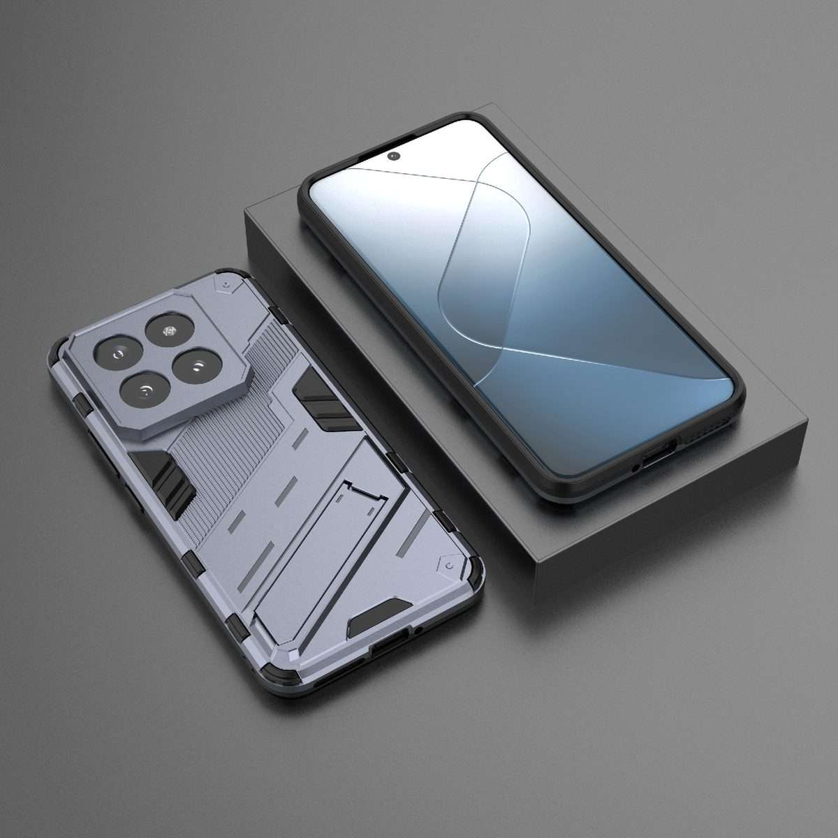 For Xiaomi 14 Pro 5G Punk Armor 2 in 1 PC + TPU Phone Case with Holder(Grey)