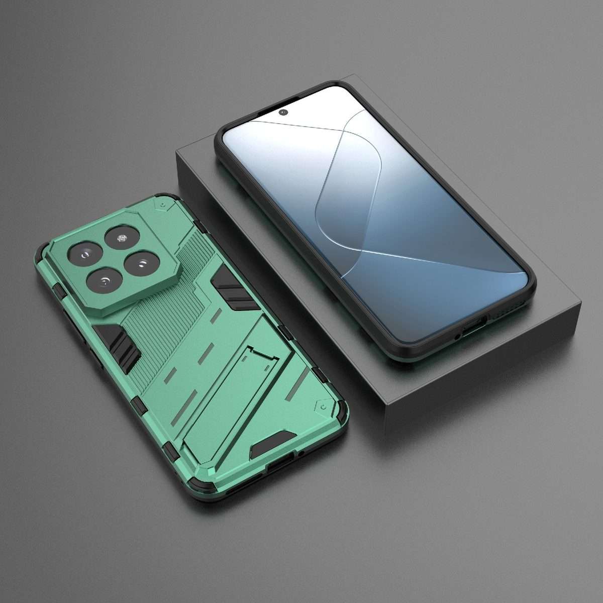 For Xiaomi 14 Pro 5G Punk Armor 2 in 1 PC + TPU Phone Case with Holder(Green)