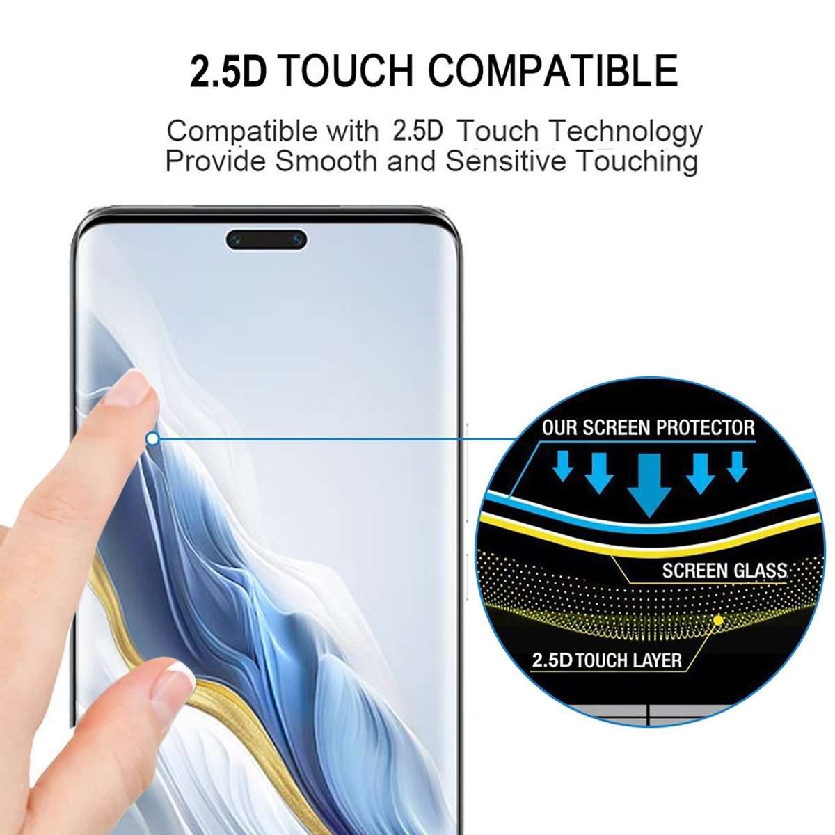For Honor Magic6 Pro 9H HD 3D Curved Edge Tempered Glass Film(Black)
