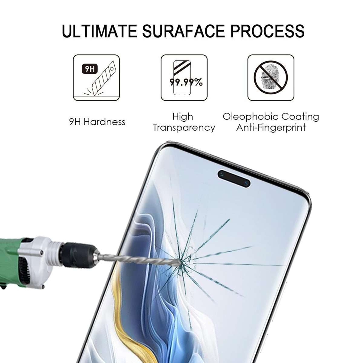 For Honor Magic6 Pro 9H HD 3D Curved Edge Tempered Glass Film(Black)