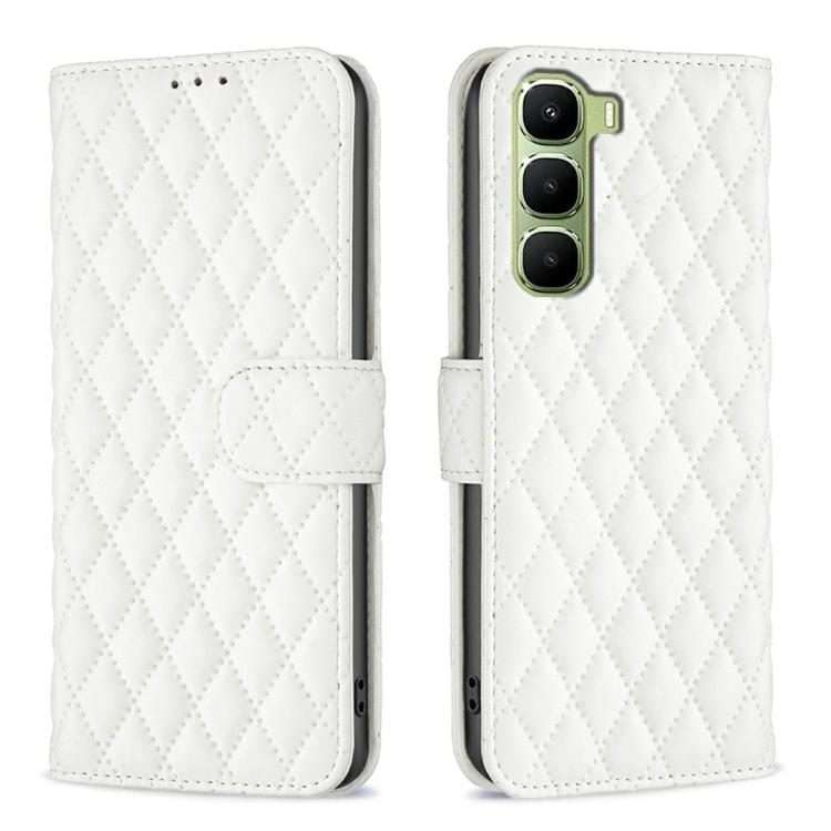 For Infinix Hot 60 Pro+ 4G Diamond Lattice Wallet Flip Leather Phone Case(White)