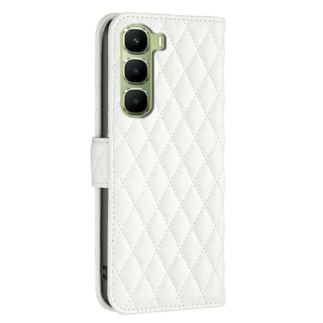For Infinix Hot 60 Pro+ 4G Diamond Lattice Wallet Flip Leather Phone Case(White)