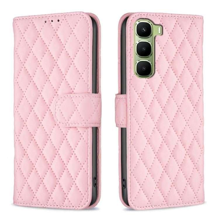 For Infinix Hot 60 Pro+ 4G Diamond Lattice Wallet Flip Leather Phone Case(Pink)