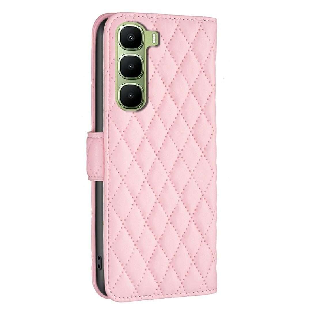 For Infinix Hot 60 Pro+ 4G Diamond Lattice Wallet Flip Leather Phone Case(Pink)