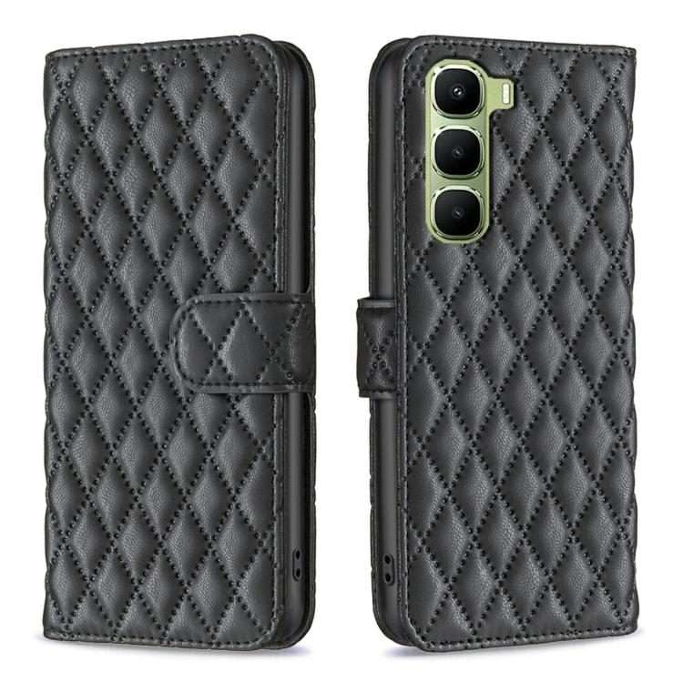 For Infinix Hot 60 Pro+ 4G Diamond Lattice Wallet Flip Leather Phone Case(Black)