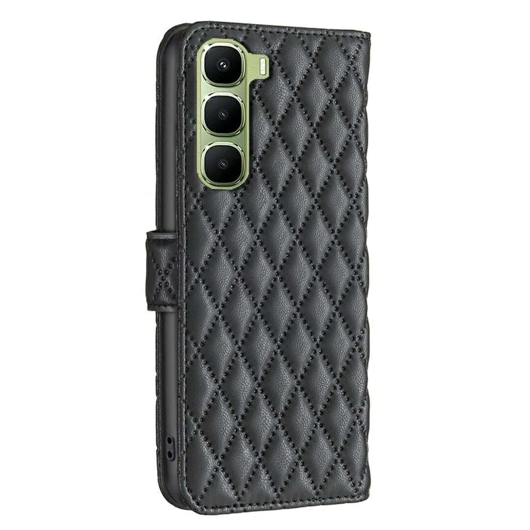 For Infinix Hot 60 Pro+ 4G Diamond Lattice Wallet Flip Leather Phone Case(Black)