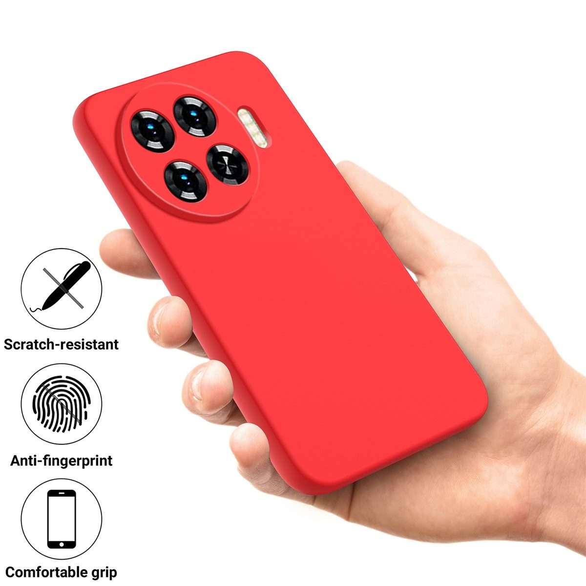 For Tecno Spark 20 Pro+ Solid Color Liquid Silicone Dropproof Full Coverage Protective Case(Red)