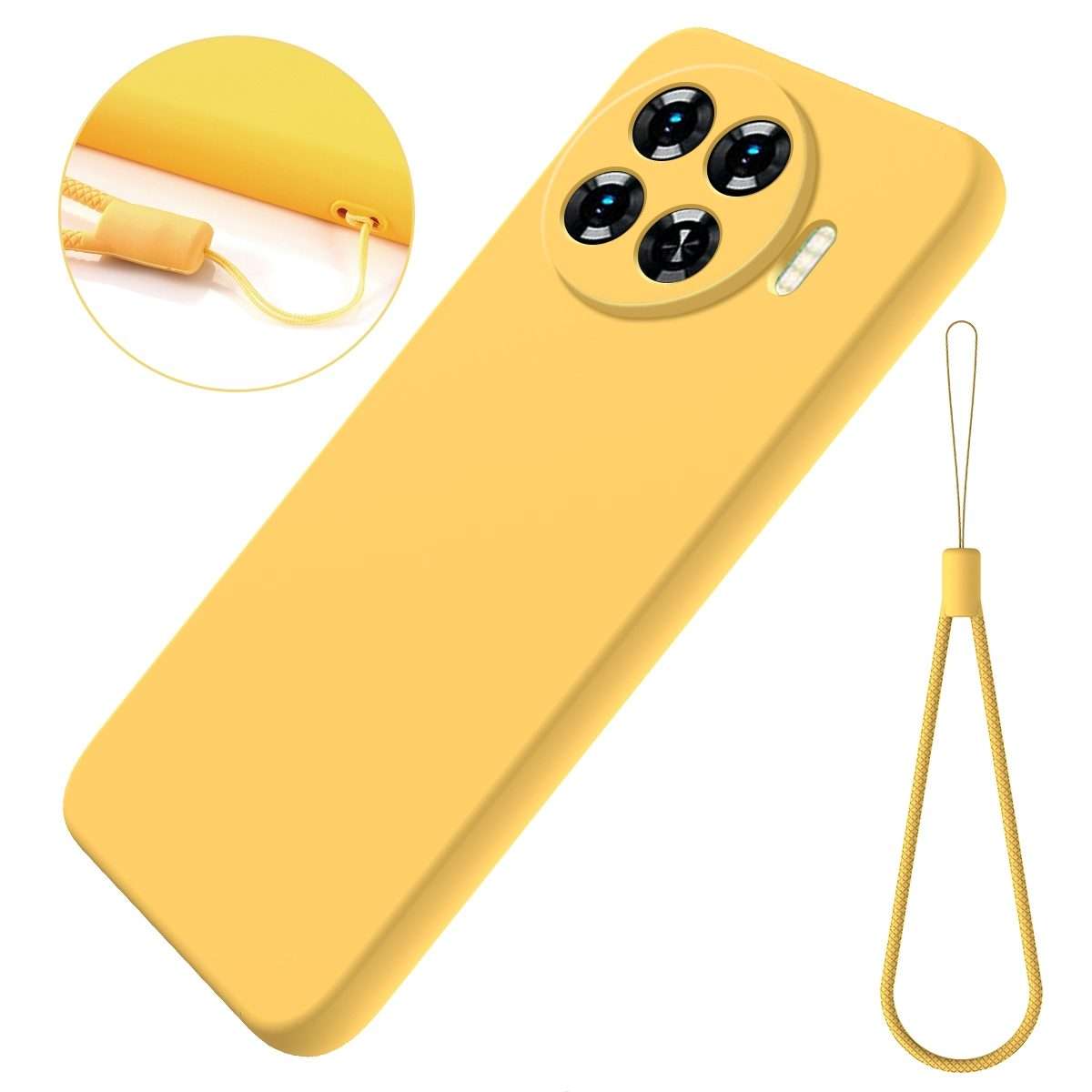 For Tecno Spark 20 Pro+ Solid Color Liquid Silicone Dropproof Full Coverage Protectiv ... (Yellow)