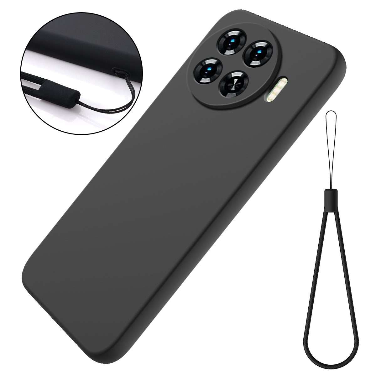For Tecno Spark 20 Pro+ Solid Color Liquid Silicone Dropproof Full Coverage Protective Case(Black)