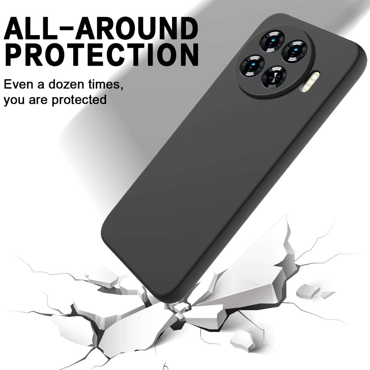 For Tecno Spark 20 Pro+ Solid Color Liquid Silicone Dropproof Full Coverage Protective Case(Black)