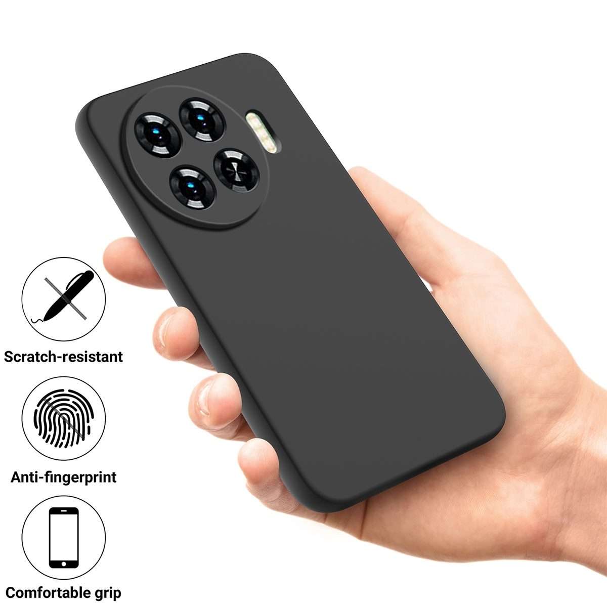 For Tecno Spark 20 Pro+ Solid Color Liquid Silicone Dropproof Full Coverage Protective Case(Black)