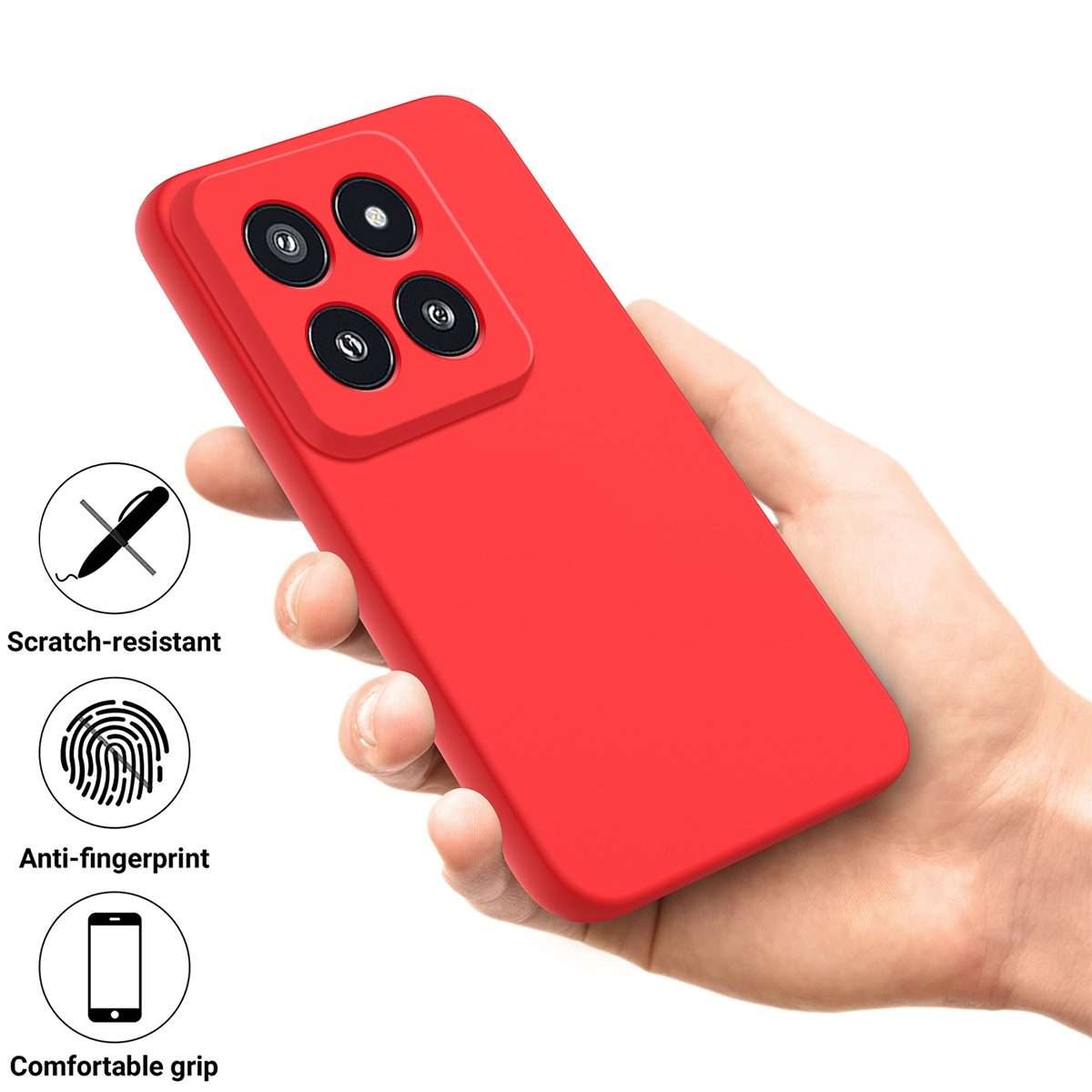 For Xiaomi 14 Pro Solid Color Liquid Silicone Dropproof Full Coverage Phone Case(Red)