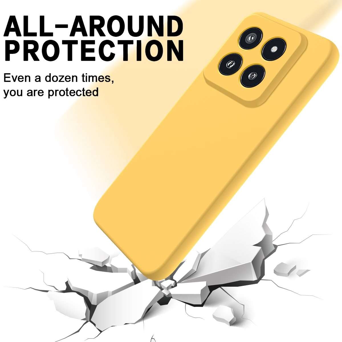 For Xiaomi 14 Pro Solid Color Liquid Silicone Dropproof Full Coverage Phone Case(Yellow)
