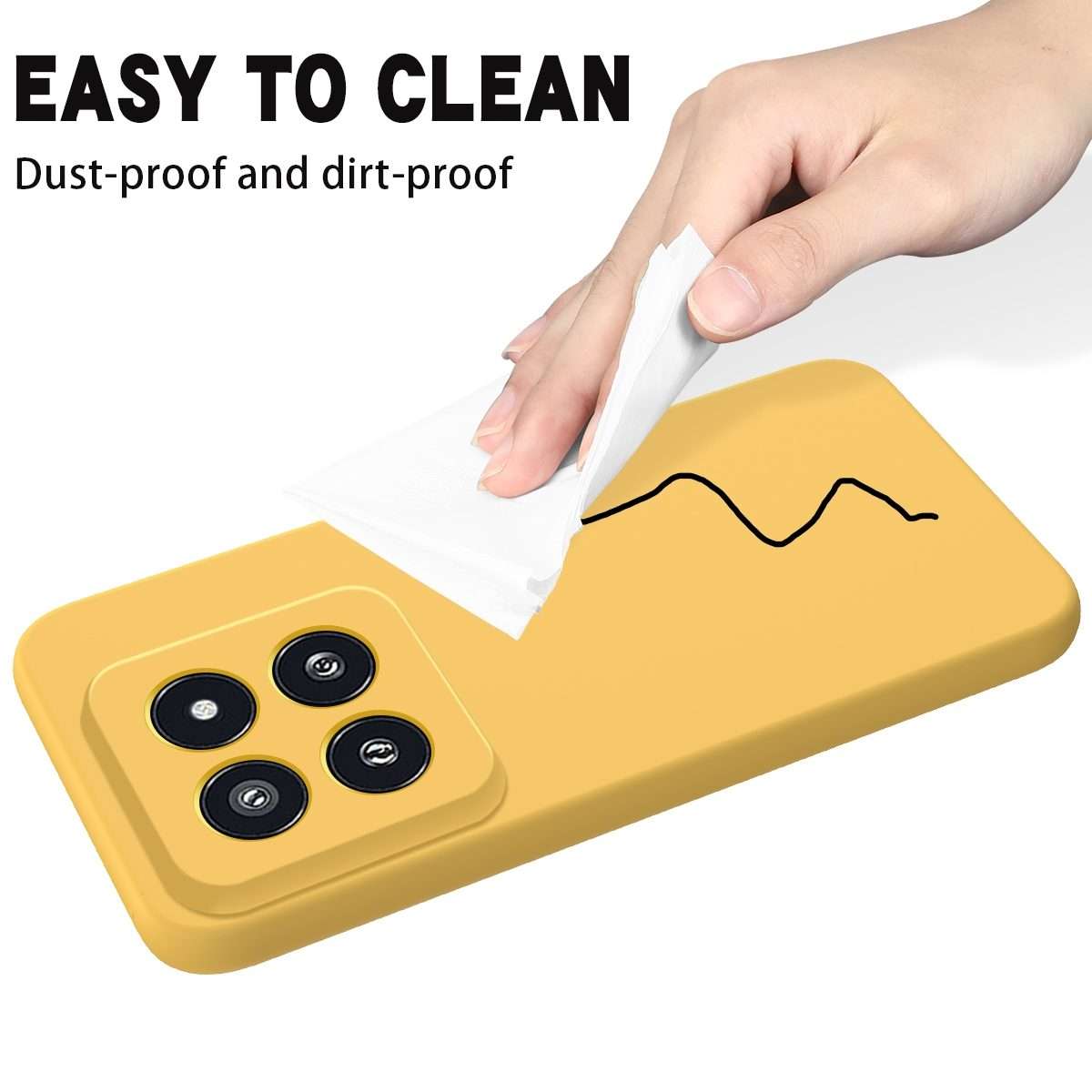 For Xiaomi 14 Pro Solid Color Liquid Silicone Dropproof Full Coverage Phone Case(Yellow)