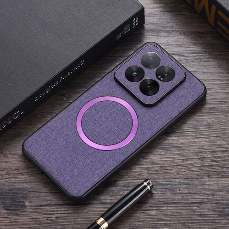 For Xiaomi 14 Pro CD Magsafe Magnetic Cloth Texture Phone Case(Purple)