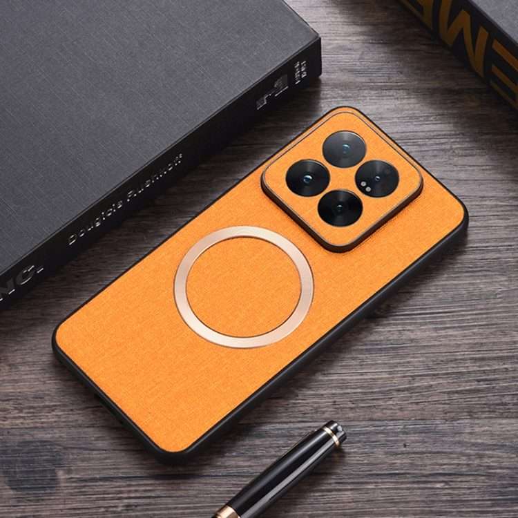 For Xiaomi 14 Pro CD Magsafe Magnetic Cloth Texture Phone Case(Orange)