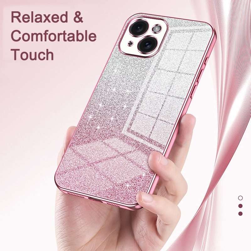 For iPhone 15 Pro Max Gradient Glitter Powder Electroplated Phone Case(Silver)