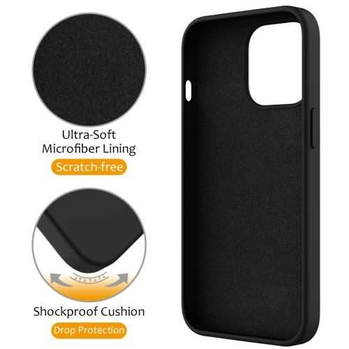 For iPhone 13 Pro Liquid Silicone MagSafe Magnetic Phone Case with Ring Holder(Black)