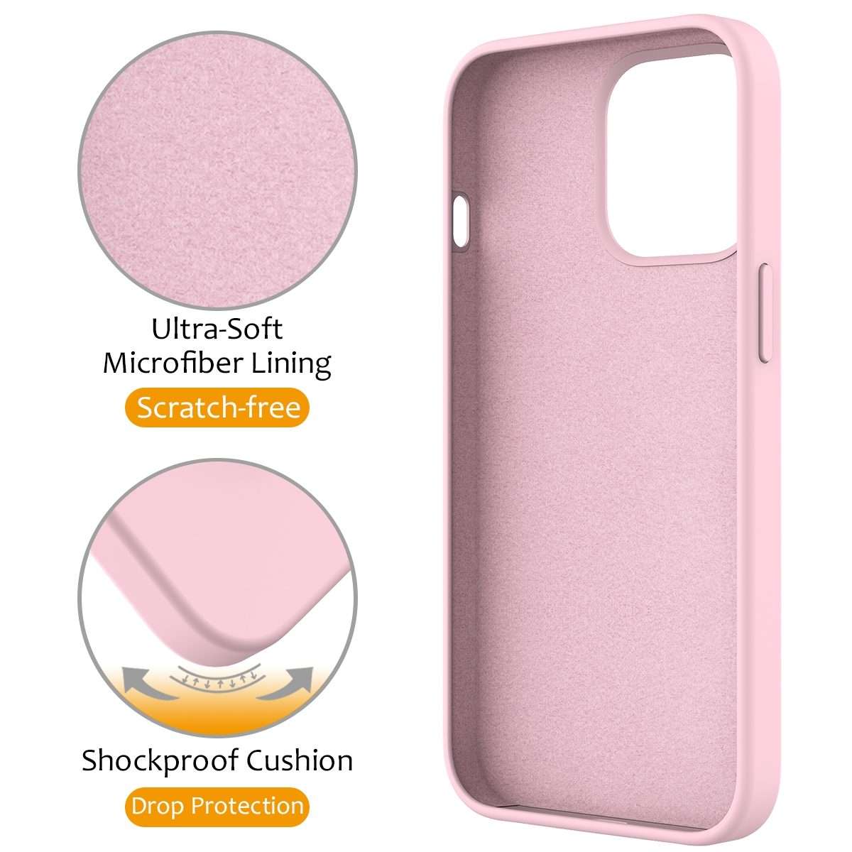 For iPhone 14 Pro Max Liquid Silicone MagSafe Magnetic Phone Case with Ring Holder(Grey Pink)