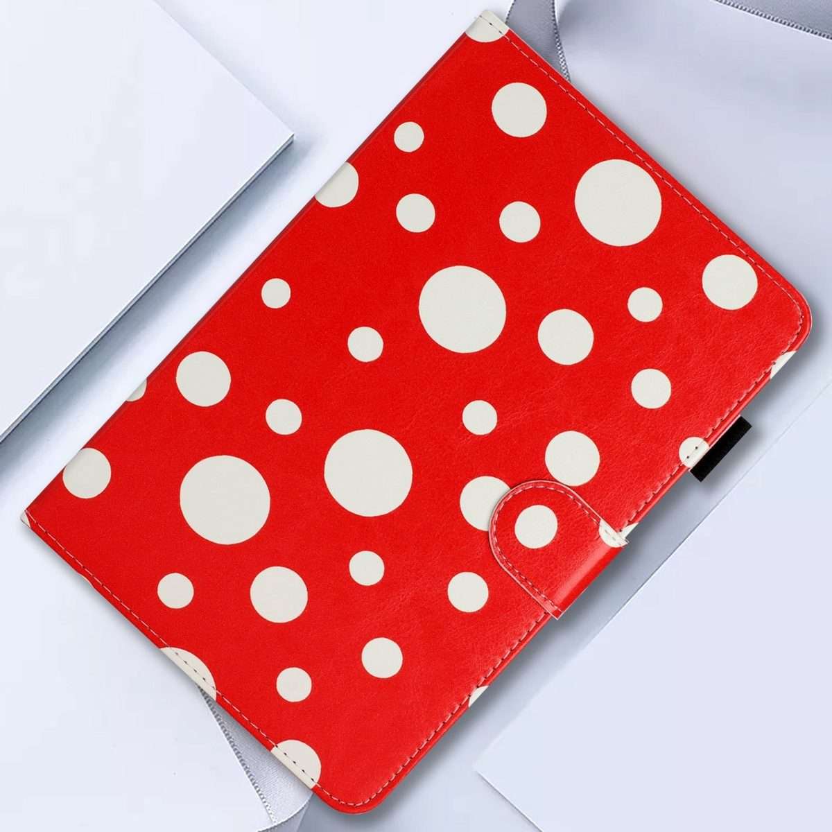 For iPad mini 5 / 4 / 3 / 2 / 1 Dot Pattern Leather Smart Tablet Case(Red White)