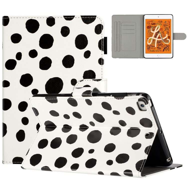 For iPad mini 5 / 4 / 3 / 2 / 1 Dot Pattern Leather Smart Tablet Case(White Black)