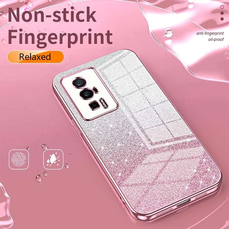 For Xiaomi 14 Pro Gradient Glitter Powder Electroplated Phone Case(Pink)