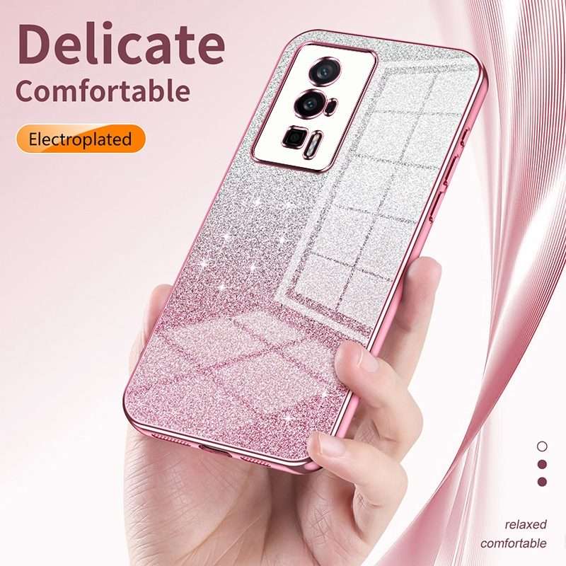 For Xiaomi 14 Pro Gradient Glitter Powder Electroplated Phone Case(Pink)