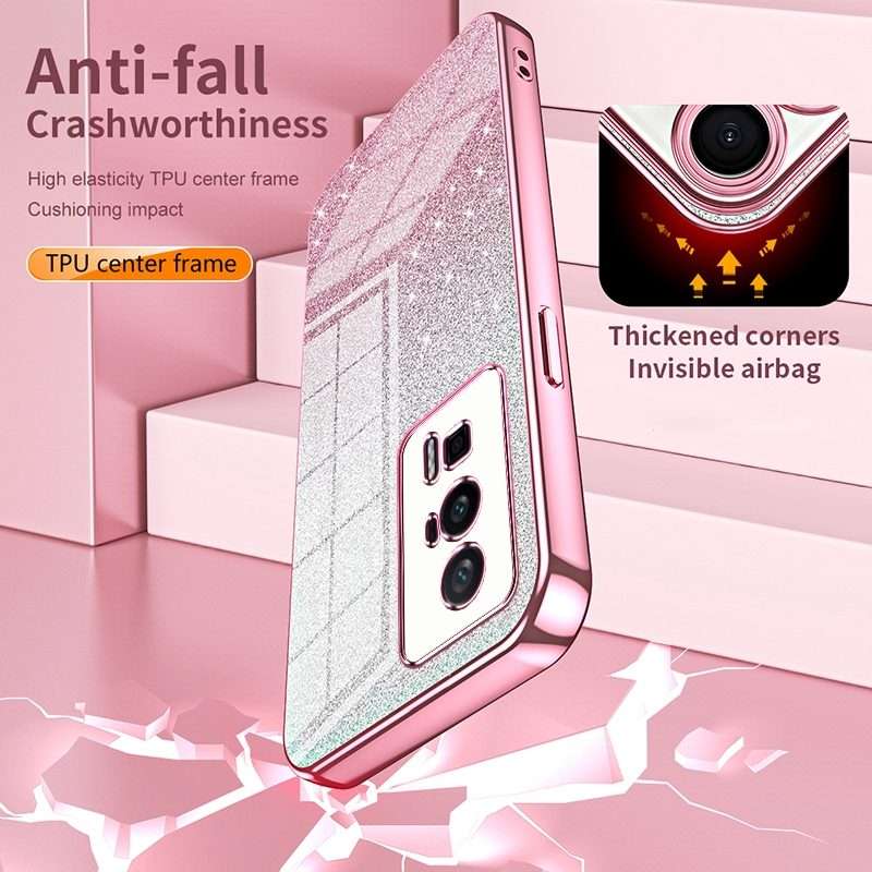For Xiaomi 14 Pro Gradient Glitter Powder Electroplated Phone Case(Transparent)