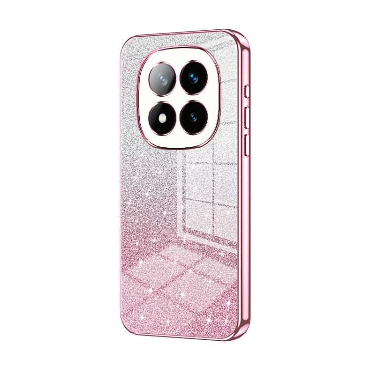 For Redmi Note 14 Pro+ 5G Gradient Glitter Powder Electroplated Phone Case(Pink)