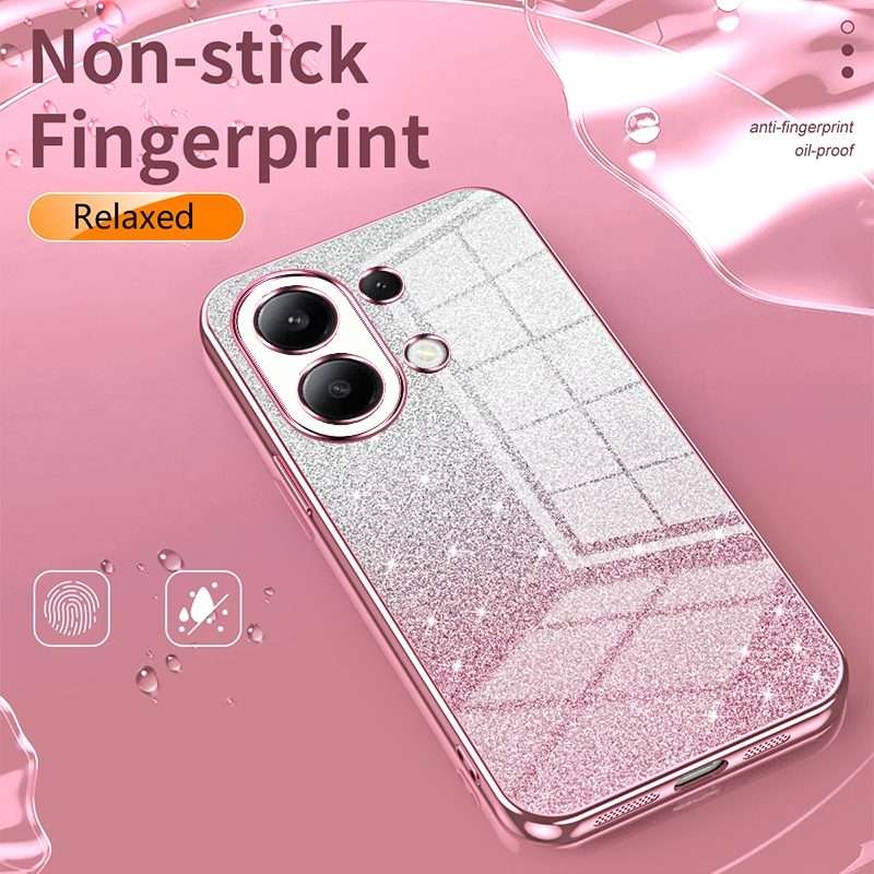 For Redmi Note 14 Pro+ 5G Gradient Glitter Powder Electroplated Phone Case(Pink)