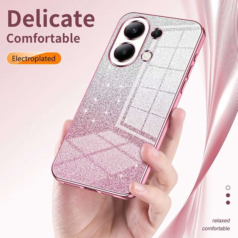 For Redmi Note 14 Pro+ 5G Gradient Glitter Powder Electroplated Phone Case(Blue)