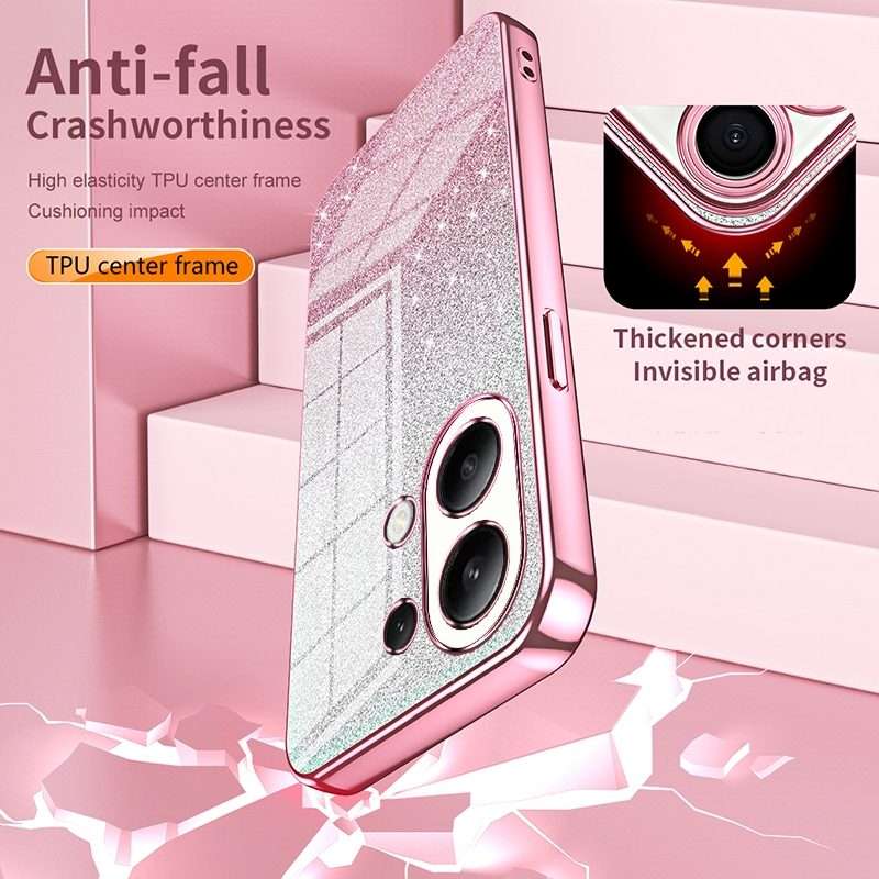 For Redmi Note 14 Pro+ 5G Gradient Glitter Powder Electroplated Phone Case(Black)