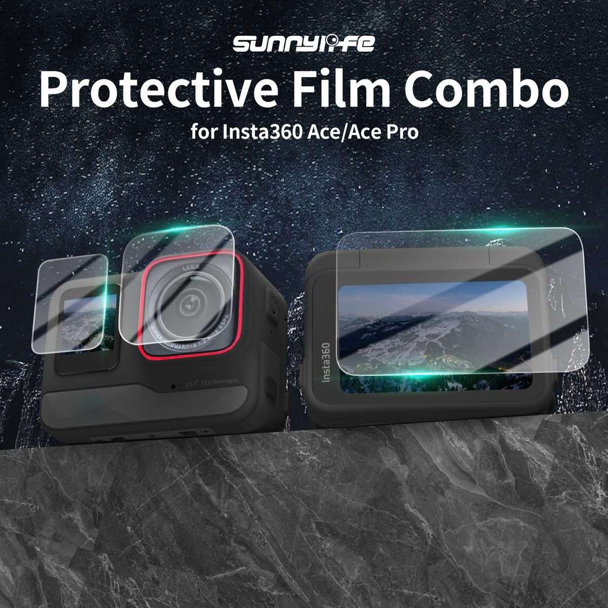 For Insta360 Ace Pro Sunnylife 3 in 1 Rear & Front Screen Lens Explosion proof Film(1 Set)
