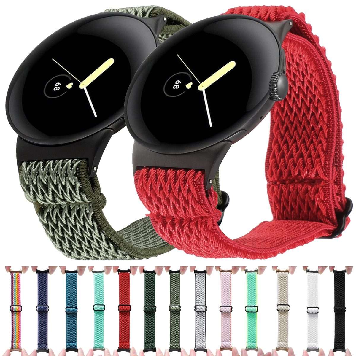 For Google Pixel Watch 4 / 3 / 2 / 1 41mm 20mm Wave Braided Nylon Watch Band(Mint Green)