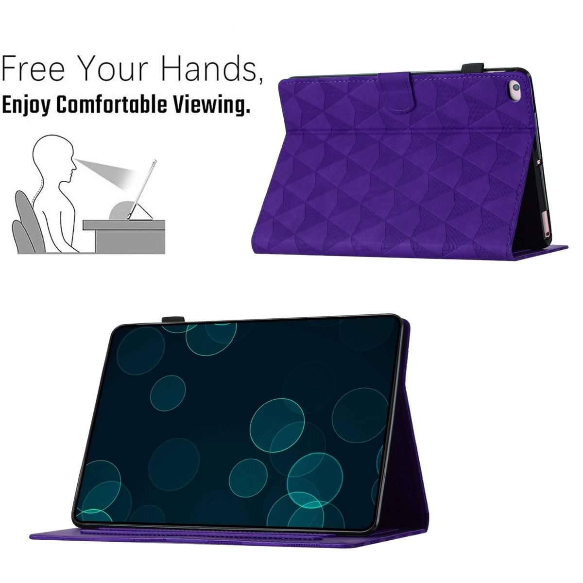 For iPad mini 5 / 4 / 3 / 2 / 1 Diamond Texture Embossed Leather Smart Tablet Case(Purple)