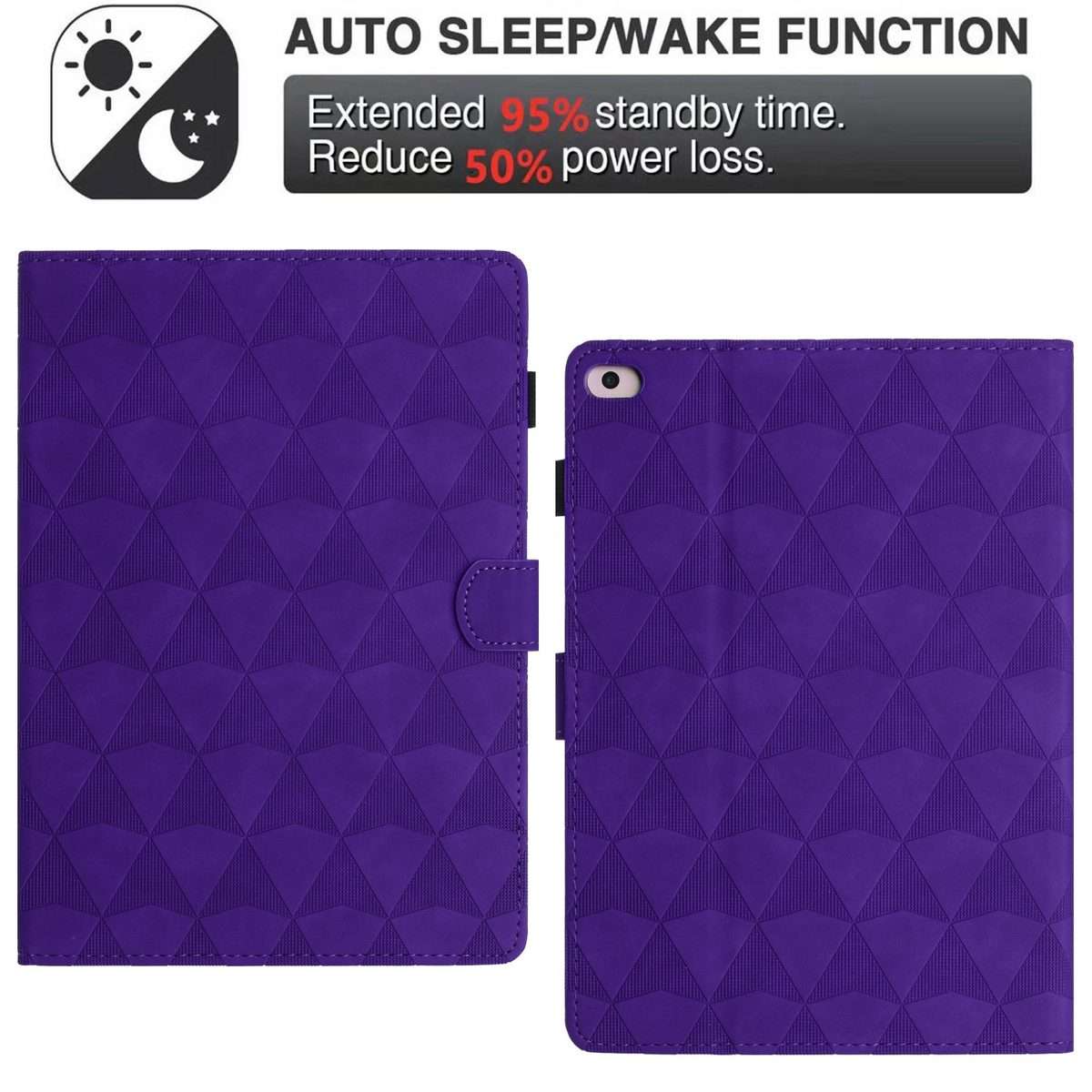 For iPad mini 5 / 4 / 3 / 2 / 1 Diamond Texture Embossed Leather Smart Tablet Case(Purple)