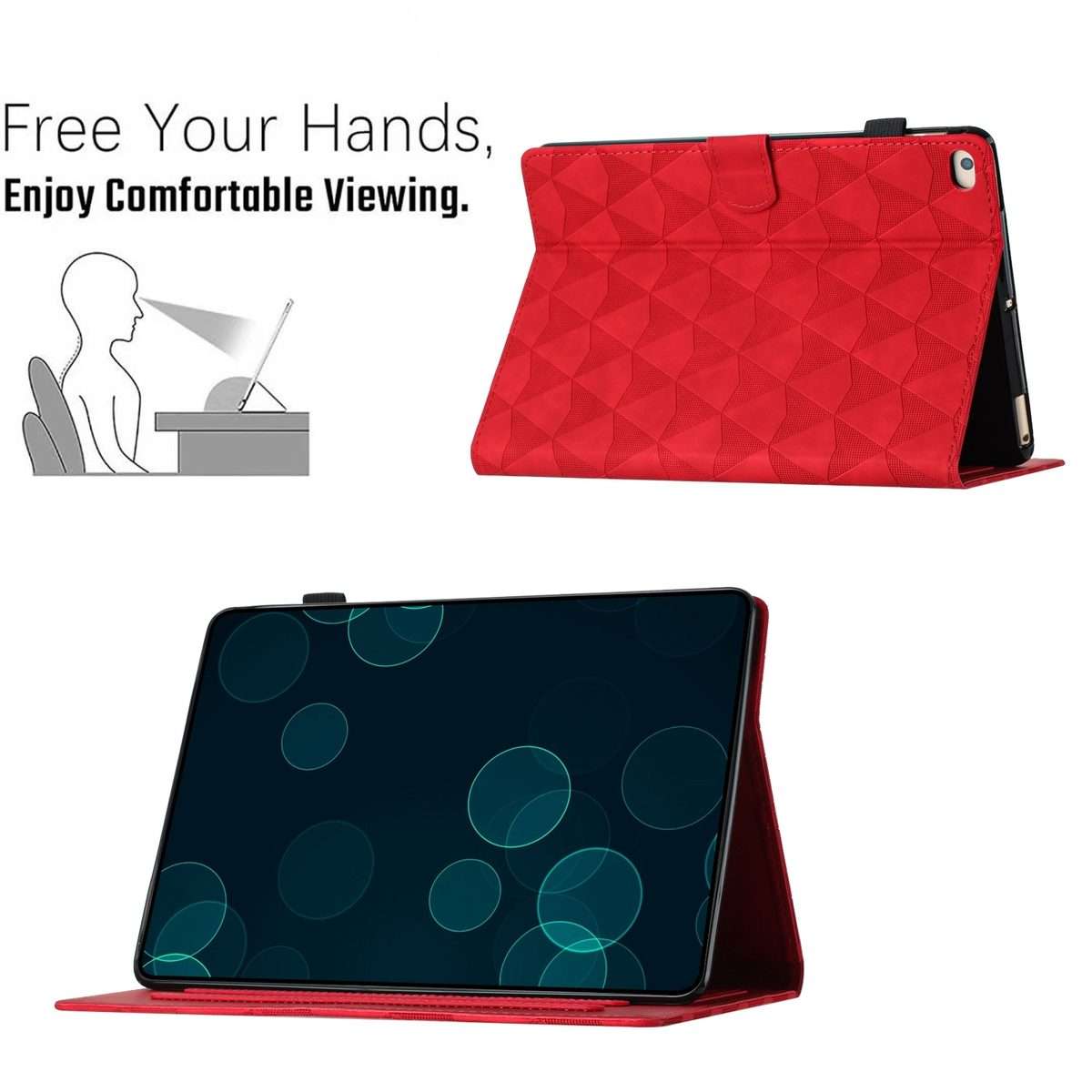 For iPad mini 5 / 4 / 3 / 2 / 1 Diamond Texture Embossed Leather Smart Tablet Case(Red)