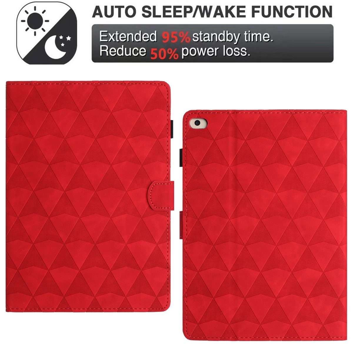 For iPad mini 5 / 4 / 3 / 2 / 1 Diamond Texture Embossed Leather Smart Tablet Case(Red)