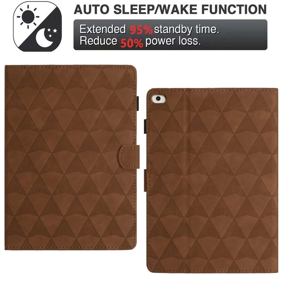 For iPad mini 5 / 4 / 3 / 2 / 1 Diamond Texture Embossed Leather Smart Tablet Case(Brown)