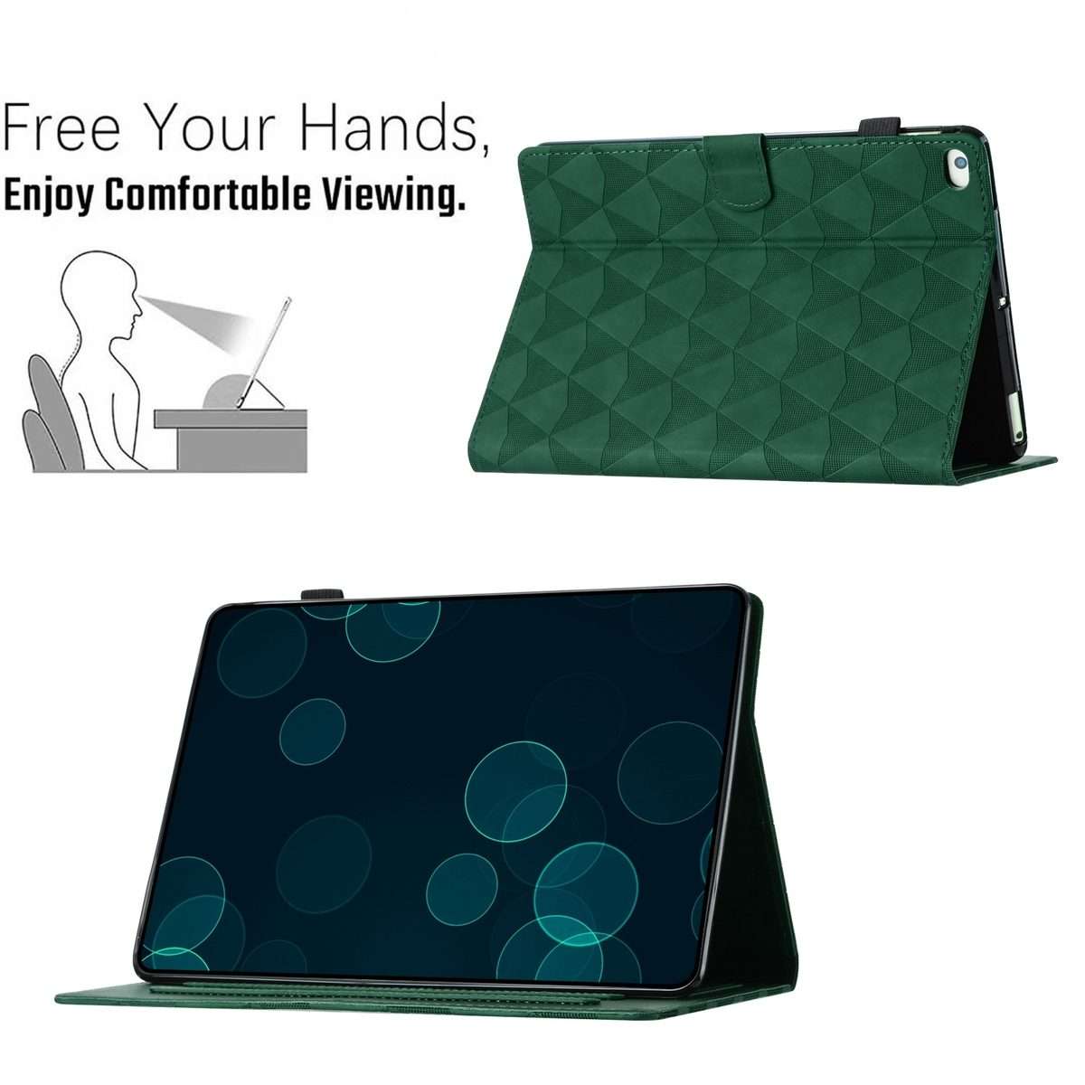 For iPad mini 5 / 4 / 3 / 2 / 1 Diamond Texture Embossed Leather Smart Tablet Case(Green)