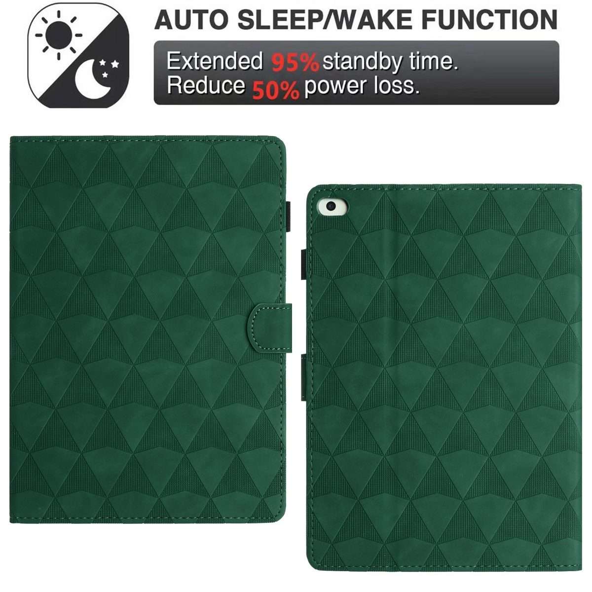 For iPad mini 5 / 4 / 3 / 2 / 1 Diamond Texture Embossed Leather Smart Tablet Case(Green)