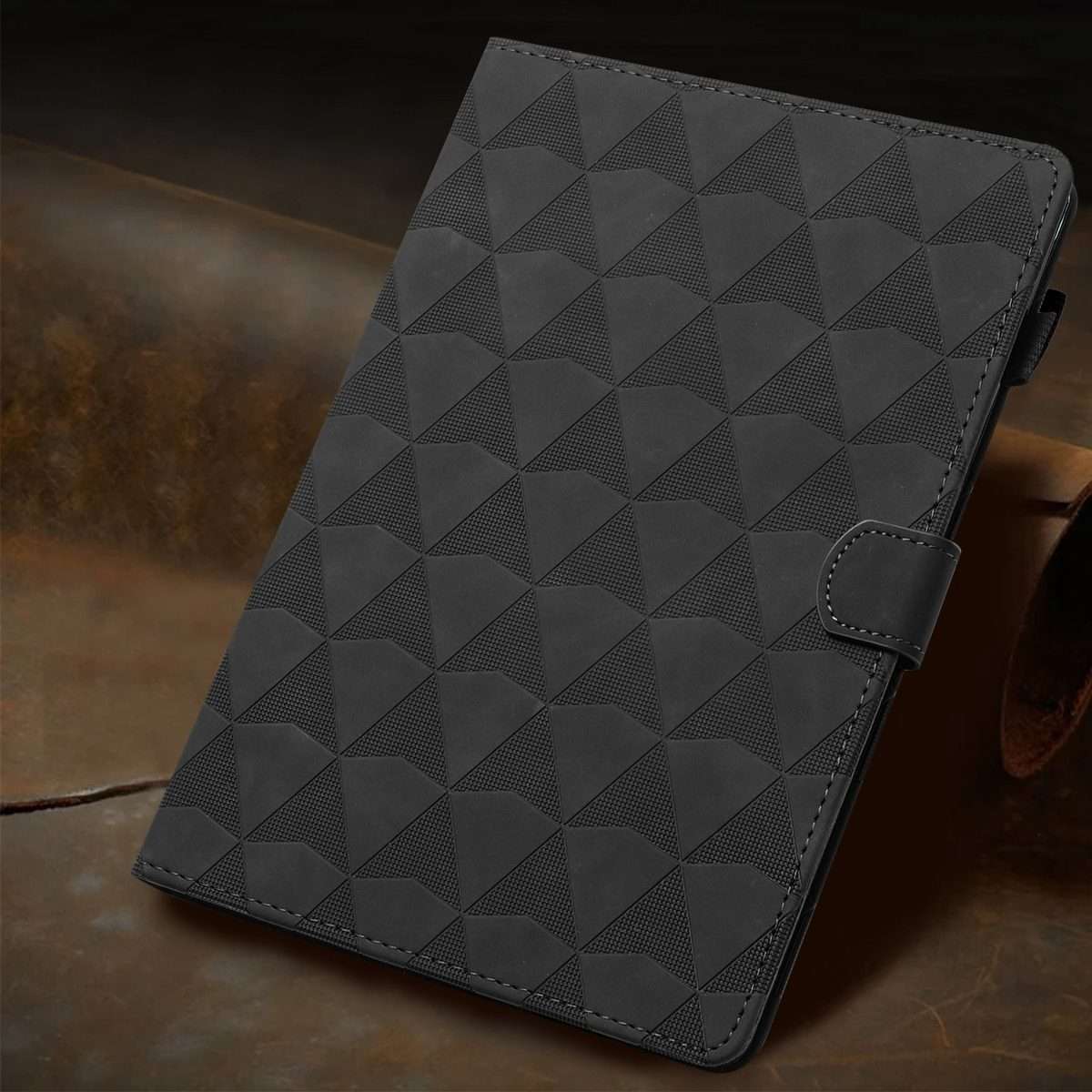 For iPad mini 5 / 4 / 3 / 2 / 1 Diamond Texture Embossed Leather Smart Tablet Case(Black)