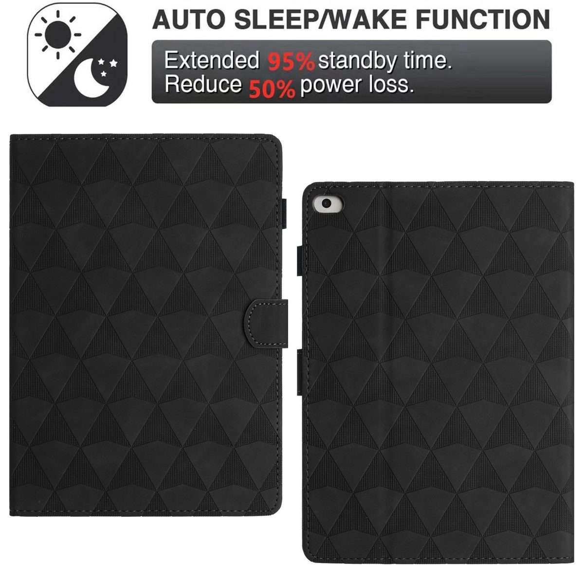 For iPad mini 5 / 4 / 3 / 2 / 1 Diamond Texture Embossed Leather Smart Tablet Case(Black)