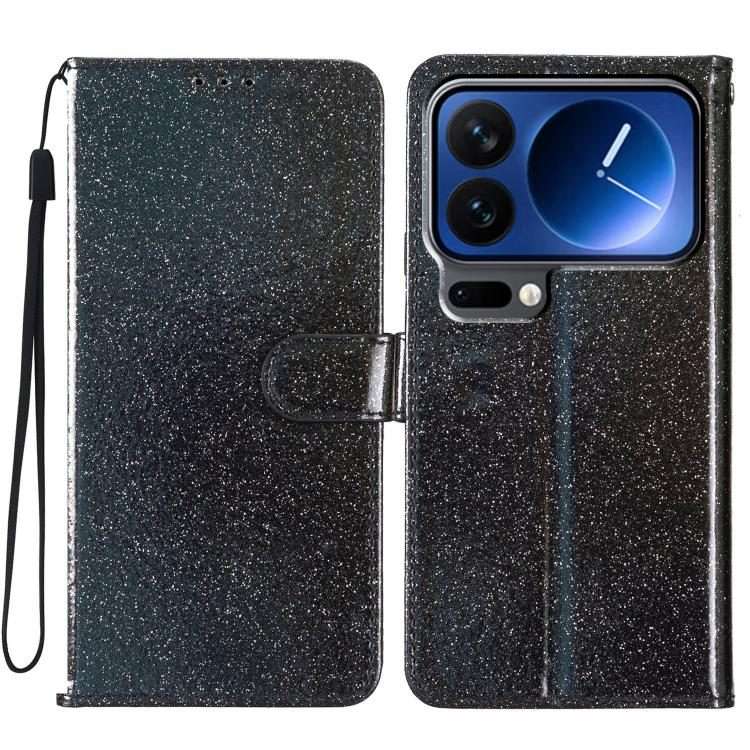 For Xiaomi 17 Pro Glitter Powder Flip Leather Phone Case(Black)