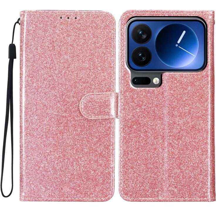 For Xiaomi 17 Pro Glitter Powder Flip Leather Phone Case(Rose Gold)