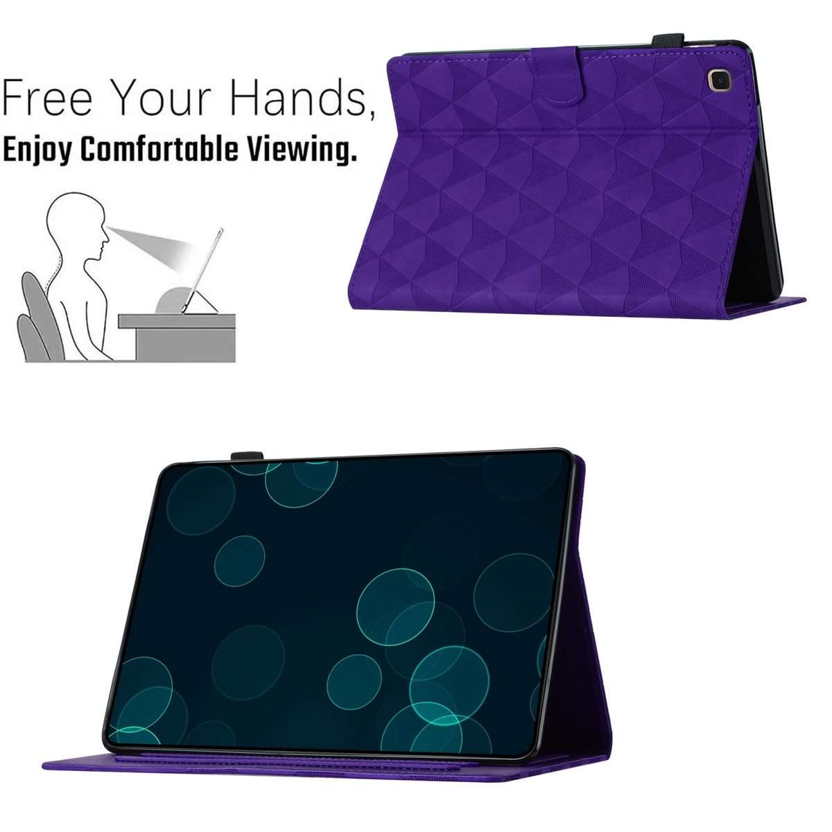 For Samsung Galaxy Tab A 10.1 2019 Diamond Texture Embossed Leather Tablet Case(Purple)