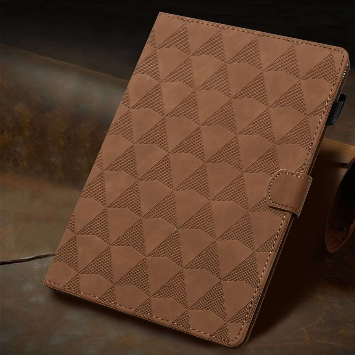 For Samsung Galaxy Tab A 10.1 2019 Diamond Texture Embossed Leather Tablet Case(Brown)