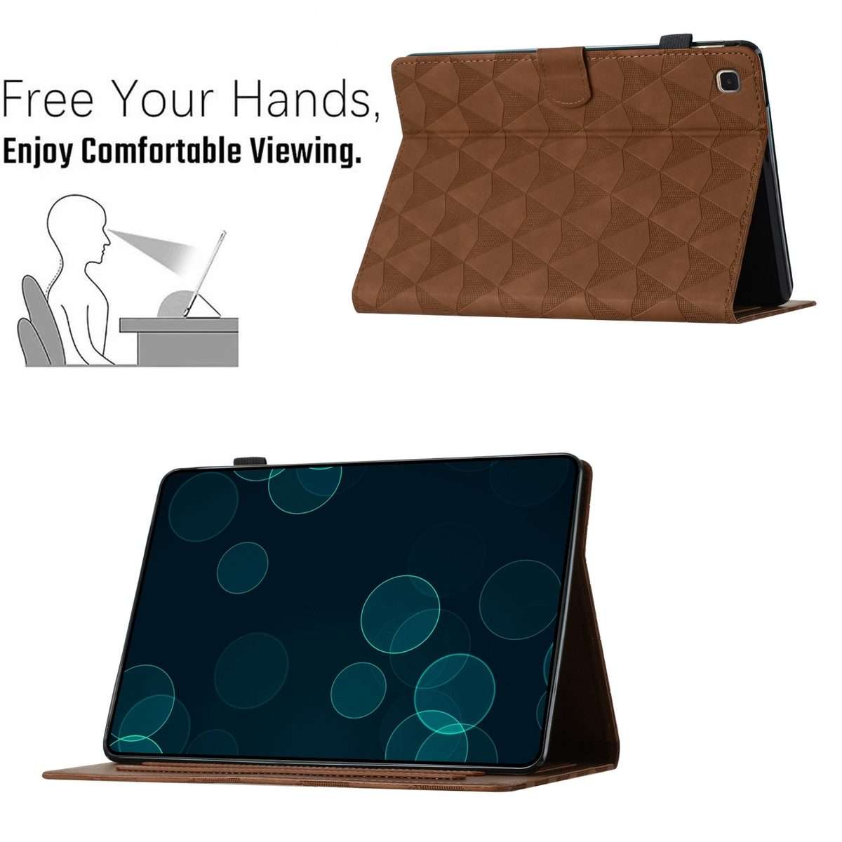 For Samsung Galaxy Tab A 10.1 2019 Diamond Texture Embossed Leather Tablet Case(Brown)